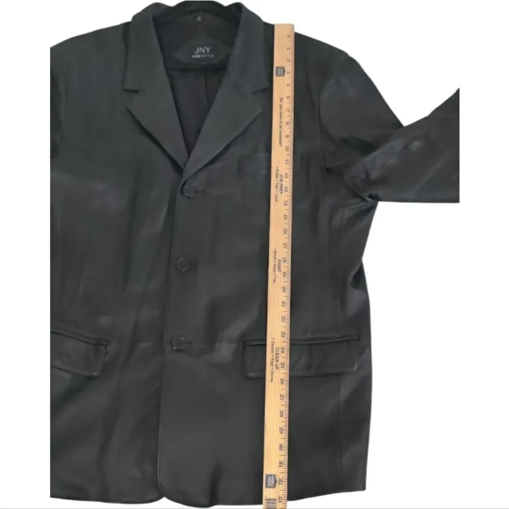 Jones New York Black Leather Jacket Blazer Suit Jacket Size 50R